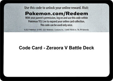 Image for Code Card - Zeraora V Battle Deck - Pokemon