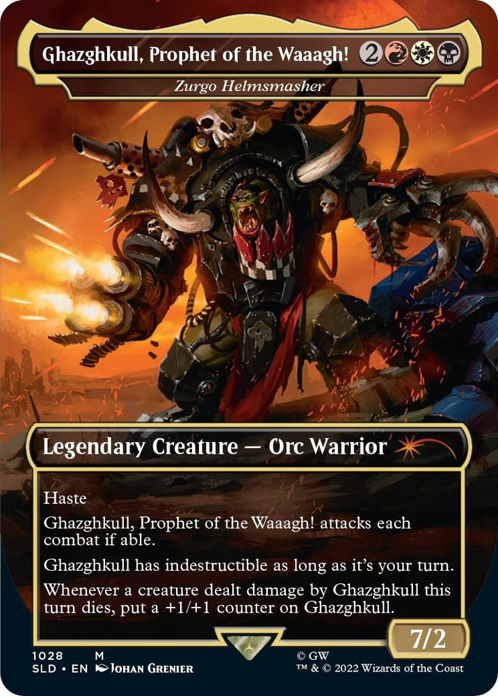 Image for Ghazghkull, Prophet of the Waaagh! - Zurgo Helmsmasher (Borderless) (1028) [Secret Lair Drop Series]