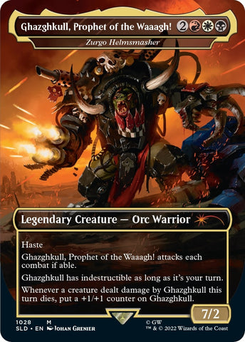 Image for Ghazghkull, Prophet of the Waaagh! - Zurgo Helmsmasher (Borderless) (1028) [Secret Lair Drop Series]