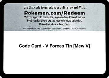 Image for Code Card - V Forces Tin [Mew V] - Pokemon