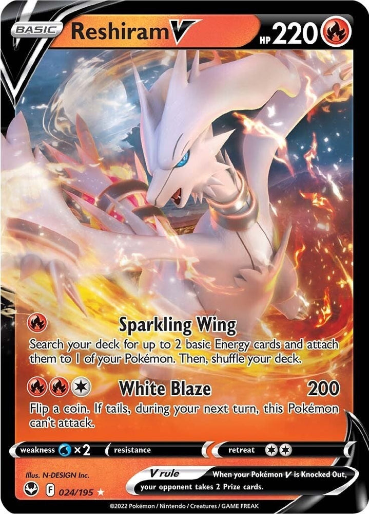 Image for Reshiram V (024/195) [SWSH12: Silver Tempest]
