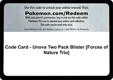 Image for Code Card - Unova Two Pack Blister [Forces of Nature Trio] - Pokemon