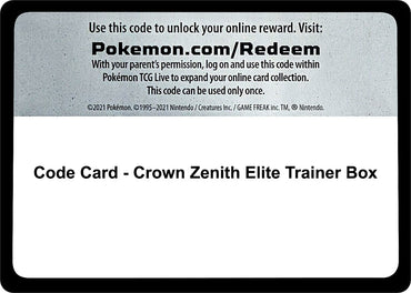Image for Code Card - Crown Zenith Elite Trainer Box - Pokemon