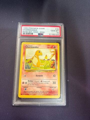 1999 POKEMON GAME #46 CHARMANDER BASE SET 1999-2000 PSA 10