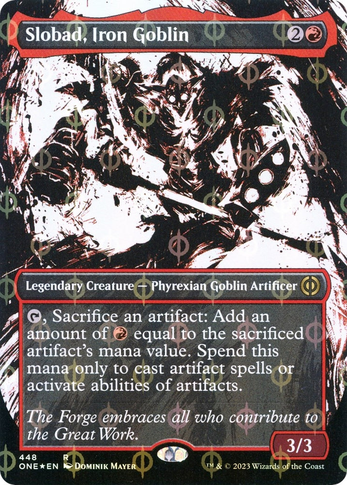 Image for Slobad, Iron Goblin (Showcase) (Step-and-Compleat Foil) (448) [Phyrexia: All Will Be One]