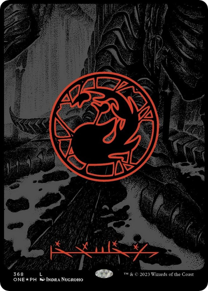 Image for Mountain (Phyrexian) - Full Art (Oil Slick Raised Foil) (368) [Phyrexia: All Will Be One]