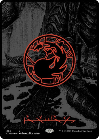 Image for Mountain (Phyrexian) - Full Art (Oil Slick Raised Foil) (368) [Phyrexia: All Will Be One]