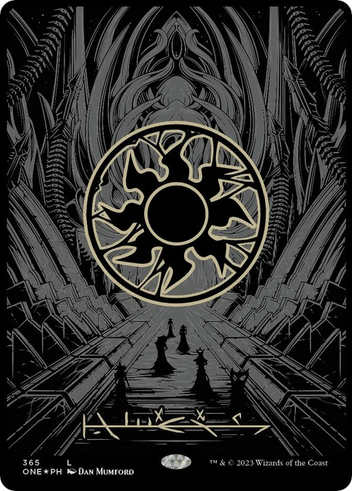 Image for Plains (Phyrexian) - Full Art (Oil Slick Raised Foil) (365) [Phyrexia: All Will Be One]