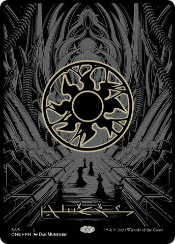 Image for Plains (Phyrexian) - Full Art (Oil Slick Raised Foil) (365) [Phyrexia: All Will Be One]