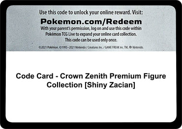Image for Code Card - Crown Zenith Premium Figure Collection [Shiny Zacian] - Pokemon