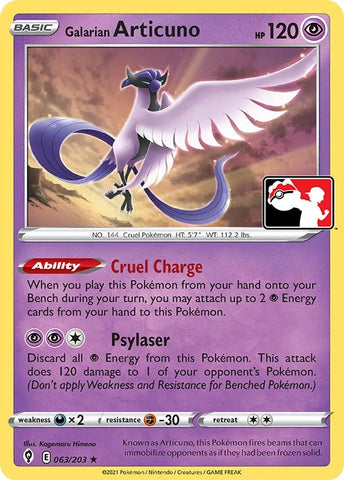 Image for Galarian Articuno (063/203) [Prize Pack Series Cards]