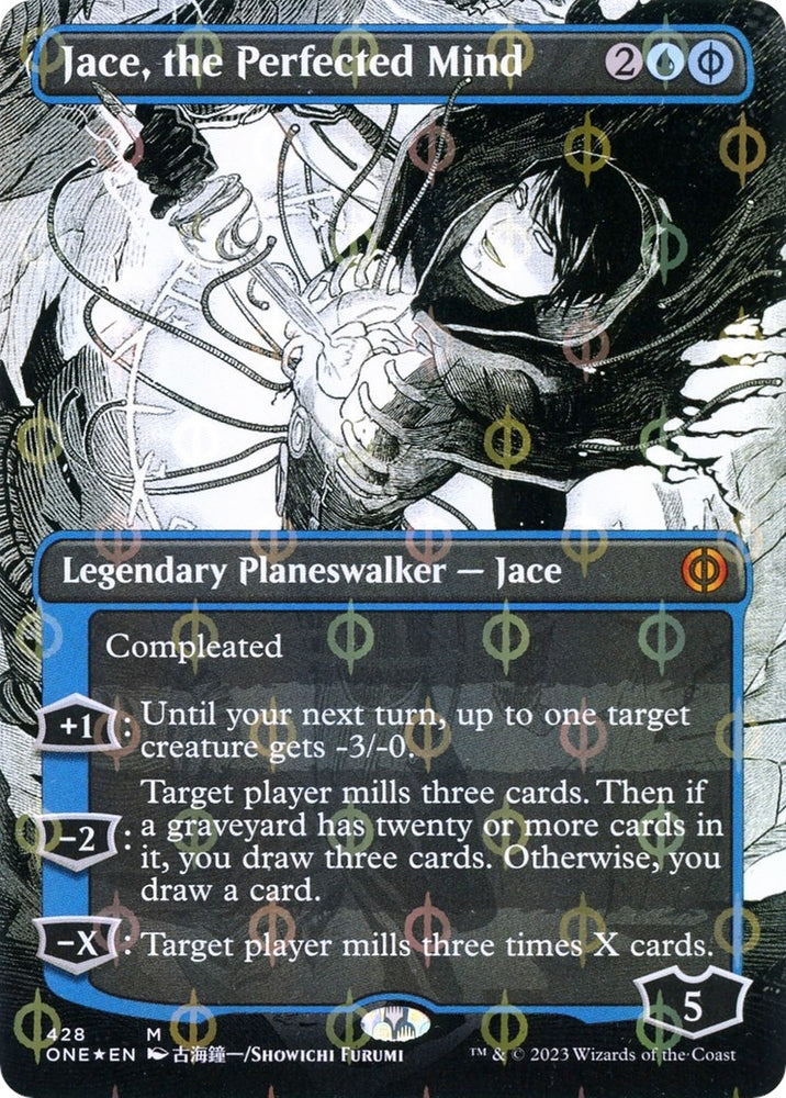 Image for Jace, the Perfected Mind (Borderless) (Step-and-Compleat Foil) (428) [Phyrexia: All Will Be One]