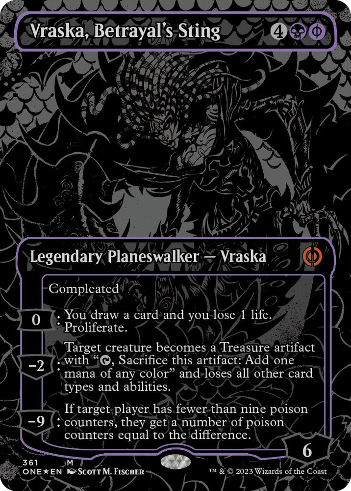 Image for Vraska, Betrayal's Sting (Oil Slick Raised Foil) (361) [Phyrexia: All Will Be One]