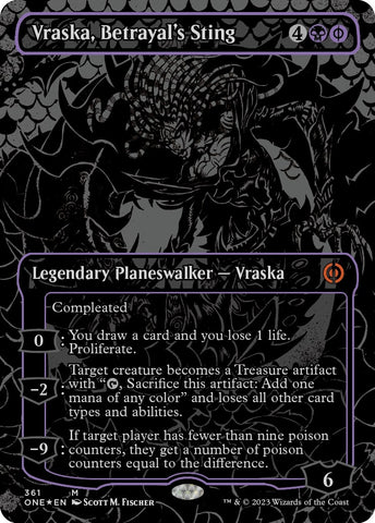 Image for Vraska, Betrayal's Sting (Oil Slick Raised Foil) (361) [Phyrexia: All Will Be One]