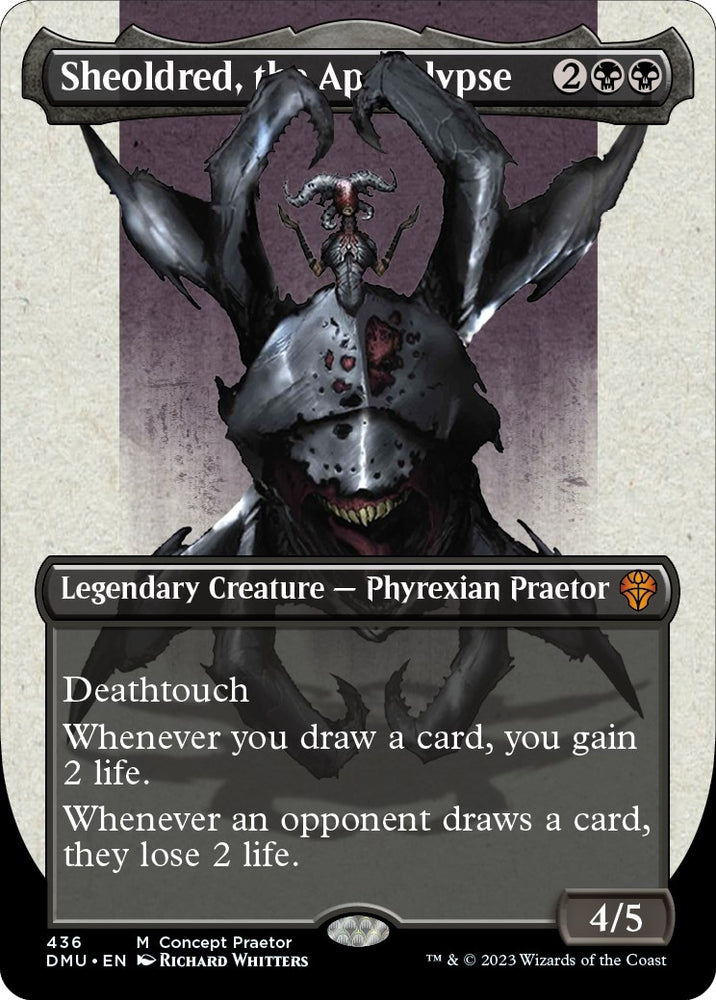 Image for Sheoldred, the Apocalypse (Concept Praetor) (Step-And-Compleat Foil) (436) [Phyrexia: All Will Be One]