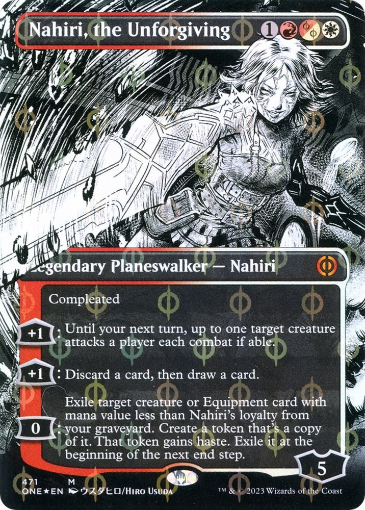 Image for Nahiri, the Unforgiving (Borderless) (Step-and-Compleat Foil) (471) [Phyrexia: All Will Be One]