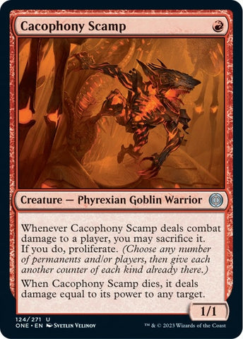 Image for Cacophony Scamp (124) [Phyrexia: All Will Be One]