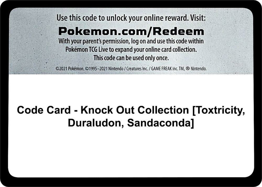 Image for Code Card - Knock Out Collection [Toxtricity, Duraludon, Sandaconda] - Pokemon