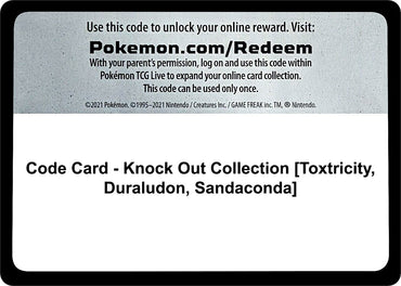 Image for Code Card - Knock Out Collection [Toxtricity, Duraludon, Sandaconda] - Pokemon