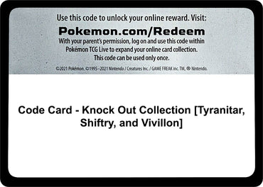 Image for Code Card - Knock Out Collection [Tyranitar, Shiftry, and Vivillon] - Pokemon