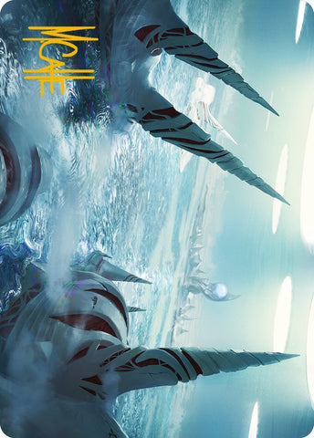 Image for Seachrome Coast Art Card (Gold-Stamped Signature) (61) [Art Series: Phyrexia: All Will Be One]