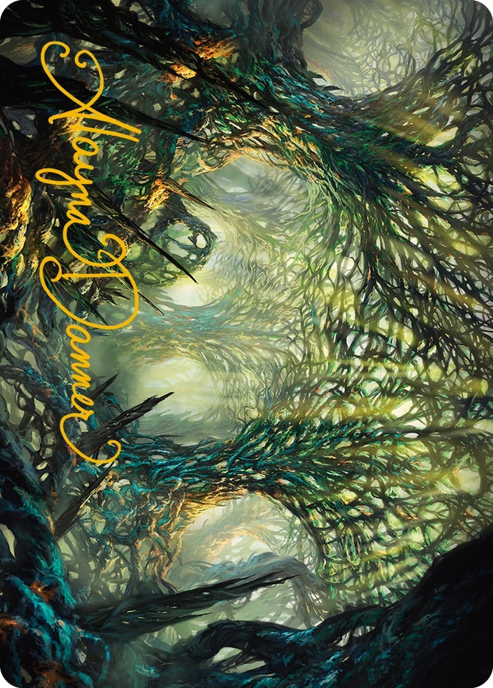 Image for The Hunter Maze Art Card (Gold-Stamped Signature) (60) [Art Series: Phyrexia: All Will Be One]