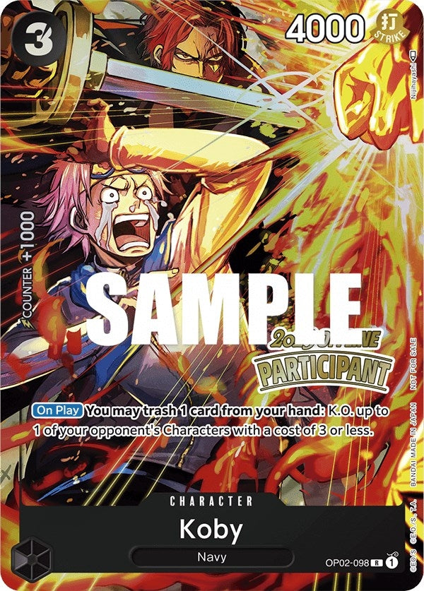 Koby (Offline Regional 2023) [Participant] (OP02-098) (One Piece Promotion Cards)