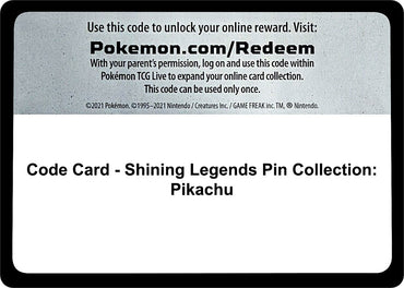Image for Code Card - Shining Legends Pin Collection: Pikachu - Pokemon