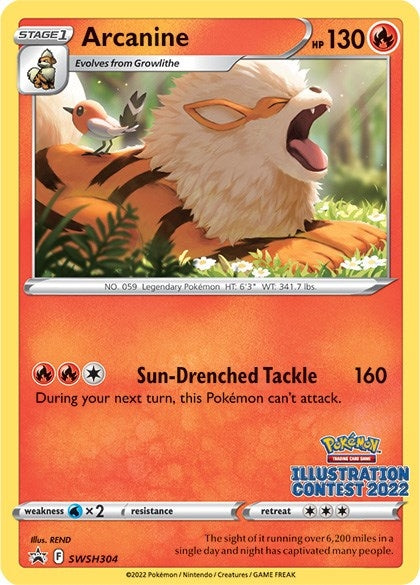 Image for Arcanine (Illustration Contest 2022) (SWSH304) [SWSH: Sword & Shield Promo Cards]