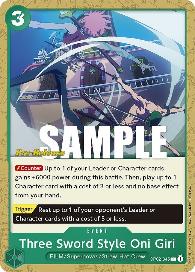 Image for Three Sword Style Oni Giri (OP02-045) - One Piece Card Game
