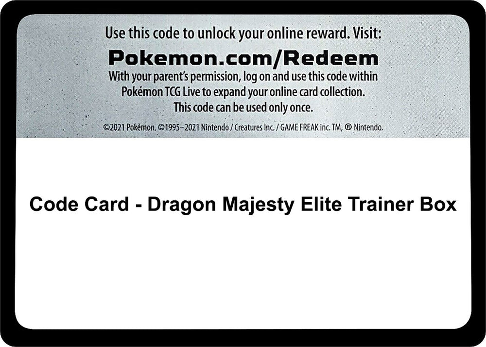 Image for Code Card - Dragon Majesty Elite Trainer Box - Pokemon