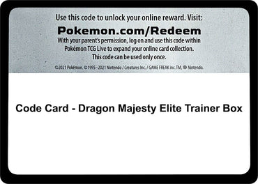 Image for Code Card - Dragon Majesty Elite Trainer Box - Pokemon