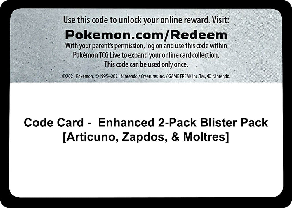 Image for Code Card - Enhanced 2-Pack Blister Pack [Articuno, Zapdos, & Moltres] - Pokemon