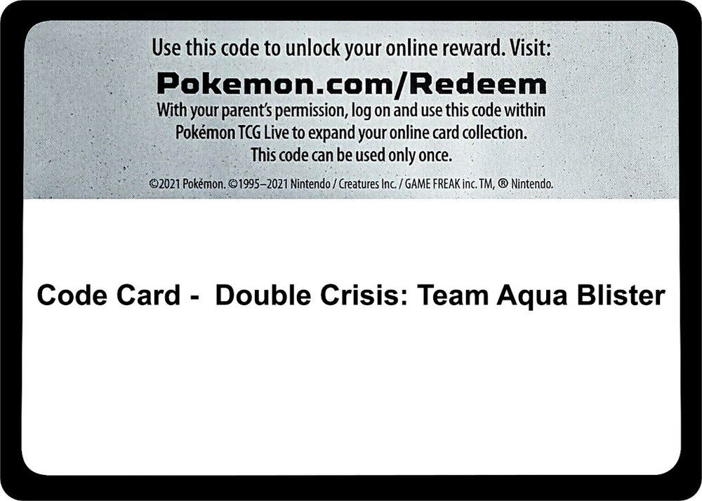 Image for Code Card - Double Crisis: Team Aqua Blister - Pokemon