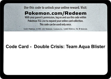Image for Code Card - Double Crisis: Team Aqua Blister - Pokemon