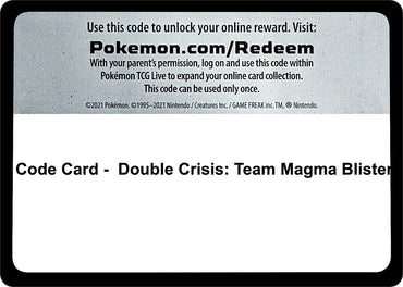 Image for Code Card - Double Crisis: Team Magma Blister - Pokemon