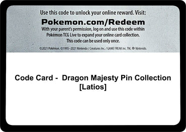Image for Code Card - Dragon Majesty Pin Collection [Latios] - Pokemon