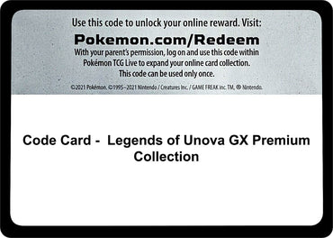 Image for Code Card - Legends of Unova GX Premium Collection - Pokemon