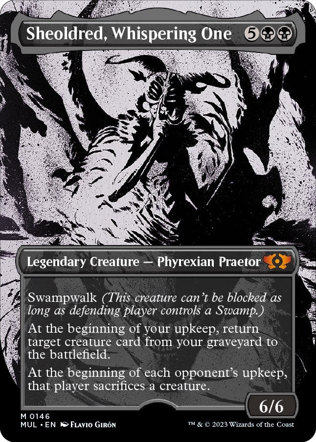 Image for Sheoldred, Whispering One (Halo Foil) (146) [March of the Machine: Multiverse Legends]
