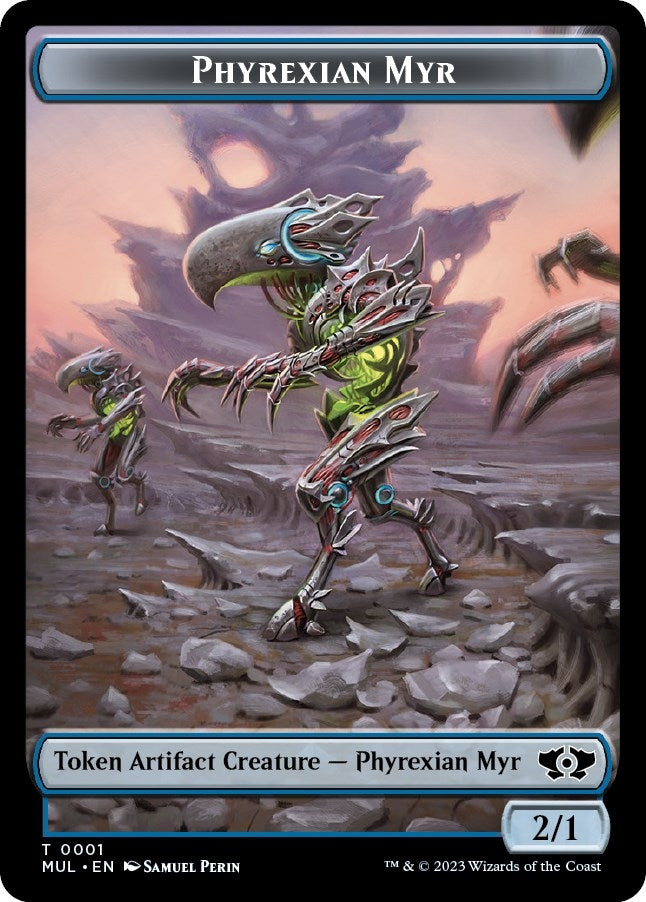 Image for Phyrexian Myr // Emblem - Wrenn and Realmbreaker Double-Sided Token (1 // 23) [March of the Machine]