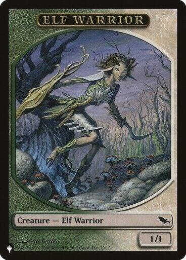 Image for Elf Warrior // Emblem - Tibalt, Cosmic Impostor Double-sided Token (12 // 21) [The List Reprints]