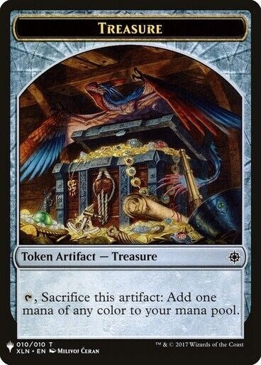 Image for Treasure // Golem Double-sided Token (10 // 25) [The List Reprints]