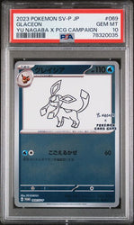2023 POKEMON JAPANESE SV-P PROMO #069 GLACEON YU NAGABA X PCG CAMPAIGN PSA 10