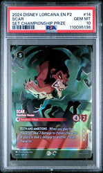 2024 DISNEY LORCANA EN P2-PROMO #14 SCAR SET CHAMPIONSHIP PRIZE PSA 10