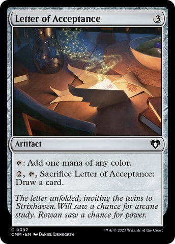 Image for Letter of Acceptance (397) [Commander Masters]