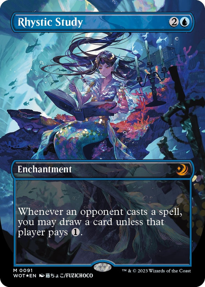 Image for Rhystic Study (Anime Borderless) (Confetti Foil) (91) [Wilds of Eldraine: Enchanting Tales]