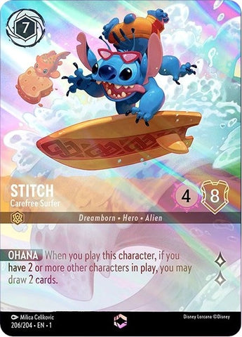 Image for Stitch - Carefree Surfer (Enchanted) (206/204) - Disney Lorcana