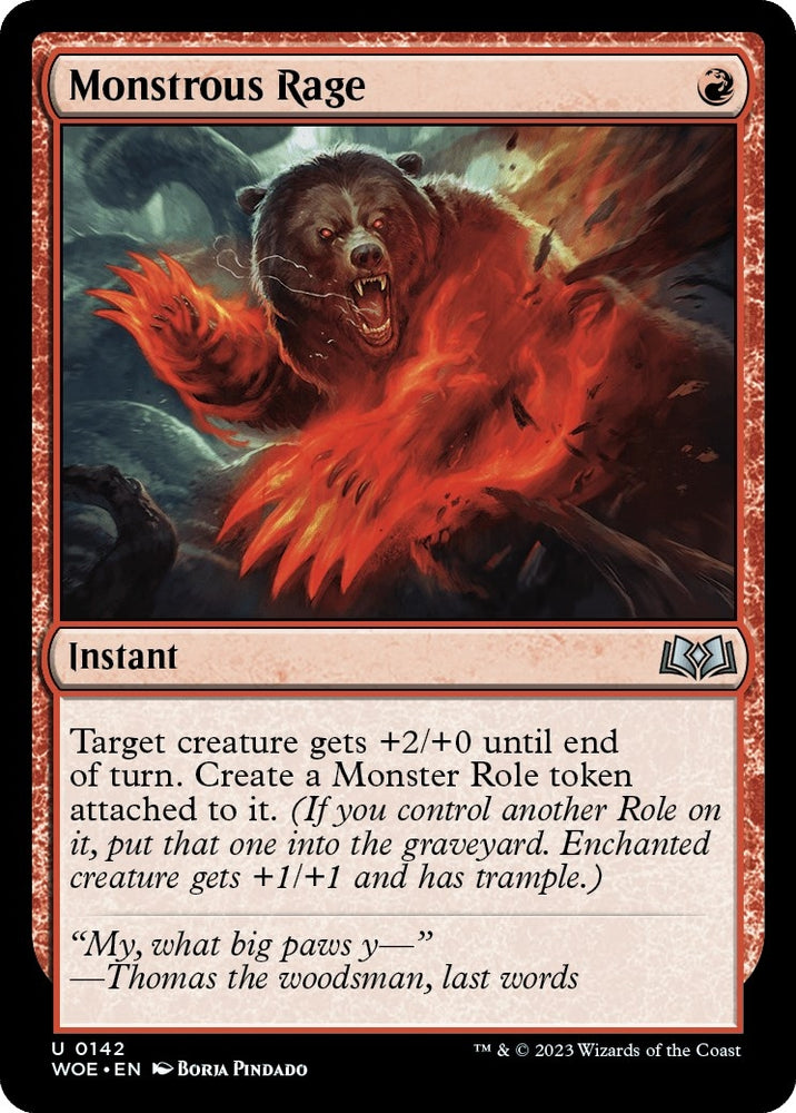 Image for Monstrous Rage (142) [Wilds of Eldraine]