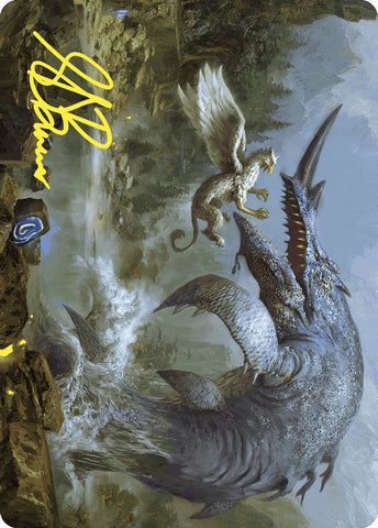 Image for Horned Loch-Whale Art Card (Gold-Stamped Signature) (6) [Art Series: Wilds of Eldraine]