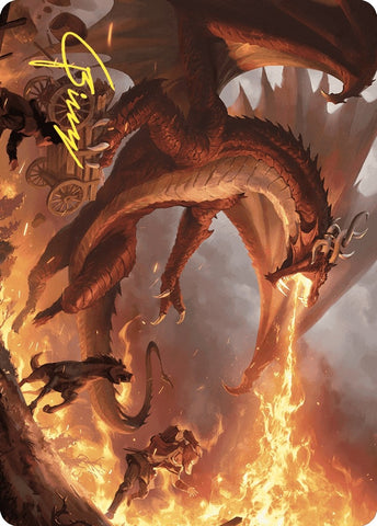 Image for Realm-Scorcher Hellkite Art Card (Gold-Stamped Signature) (19) [Art Series: Wilds of Eldraine]